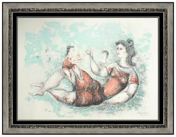 Chaim Gross Signed Color Lithograph Mother & Child Female Portrait Art