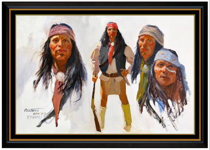 Carl Hantman Signed Large Oil Native American Portrait Painting on Canvas Art: This lot includes:Gallery COA & free domestic shipping (*insurance and international shipping for an additional charge)Artist: Carl HantmanTitle: Apache StudiesMedium: Oil Painting On CanvasSize: 24"