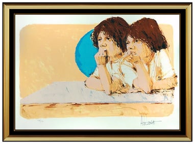 Aldo Luongo Signed Large Color Serigraph Brothers Hawk Framed Art