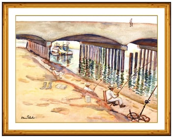 Donna Schuster Signed Watercolor Water Landscape Painting Framed Art