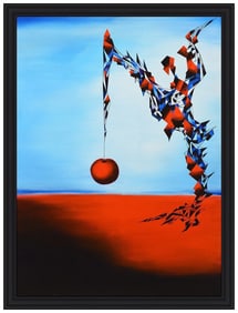 Victoria L. Yin Signed Large Acrylic Painting on Canvas Framed Art