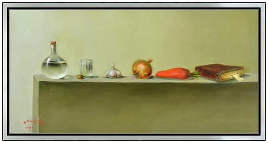 Kostya Totibadze Signed Large Oil Still Life Painting on Canvas Framed Art