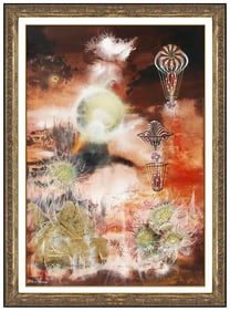 Luis Romero Signed Acrylic Fantasy Landscape Painting on Board Art