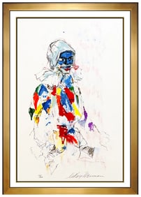Leroy Neiman Signed Harlequin Serigraph Large Portrait Framed Art