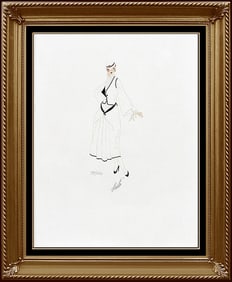 Erte Signed Color Lithograph Renee Tirtoff Costume Dress Design Art Deco