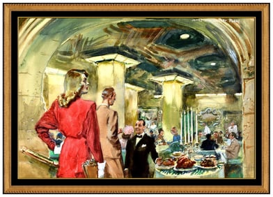 James Montgomery Flagg Signed Watercolor Illustration Painting on Board Art