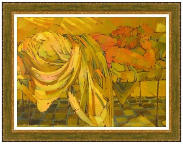 Stefano Cusumano Signed Large Oil Figurative Painting on Canvas Framed Art