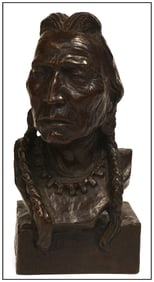Charles Beil Signed Two Guns White Calf Bronze Native American Sculpture