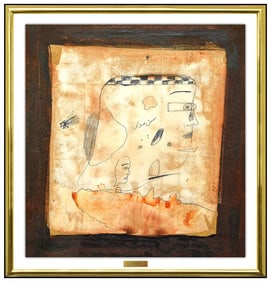 Jamali Signed Portrait Pigmentation on Cork Painting Framed Art