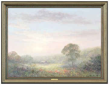 Grant Macdonald Signed Oil Western Landscape Painting on Board Framed Art