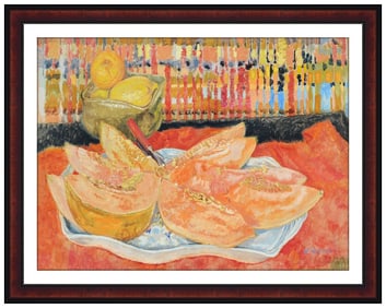 Lilian Mackendrick Signed Oil Still Life Food Painting on Canvas Framed Art