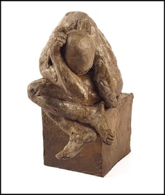 Robert Ash Signed Bronze Full Round Sculpture Seen Authentic Art