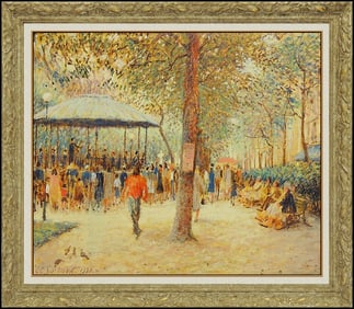 Claude Fossoux Signed Oil Cityscape Antique Painting on Canvas Art