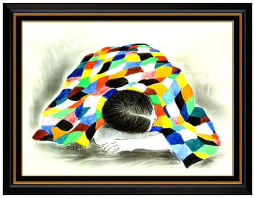 Louis Pohl Signed Watercolor Female Portrait Painting Framed Art