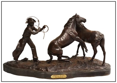 Joe Beeler Signed Bronze Starting The Day Western Horse Sculpture Art