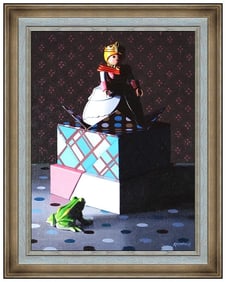 Nate Ronniger Signed Oil Still Life Doll Painting on Board Framed Art