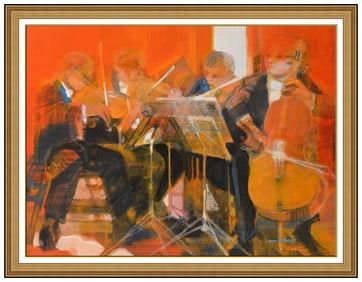 Paul Ambille Signed Large Oil Music Portrait Painting on Canvas Framed Art