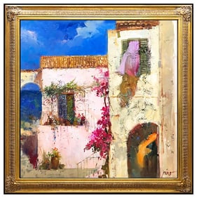 Pino Daeni Signed Large Oil Italian Landscape Painting on Canvas Art