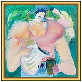 Jerome Tupa Signed Oil Female Portrait Painting on Canvas Framed Art