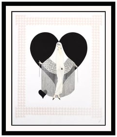 Erte Signed Large Embossed Serigraph Fringe Gown Costume Framed Art