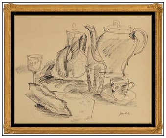 Jean Dufy Signed Ink Still Life Drawing Framed Art