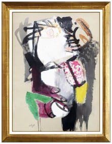 Bernard Lorjou Signed Large Gouache Portrait Abstract Painting Art