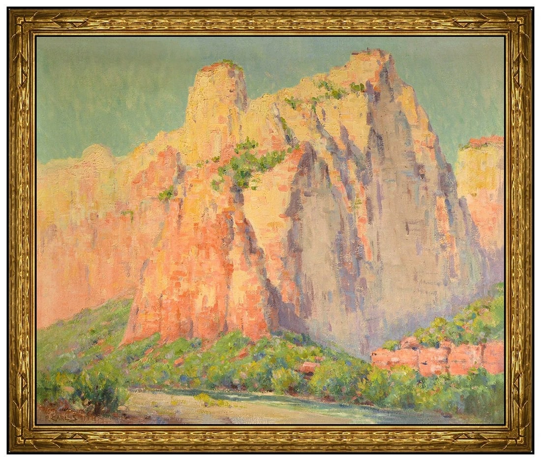 Frederick Carl Smith Signed Oil Landscape Painting on Canvas Art (1 of 4)