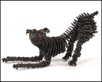 Nirit Levav Signed Bronze Dog Sculpture Bicycle Parts Recycled Art