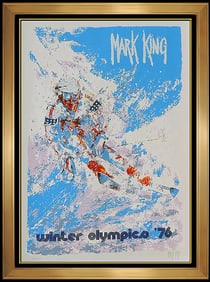 Mark King Signed Winter Olympics Color Serigraph Downhill Skiing Art