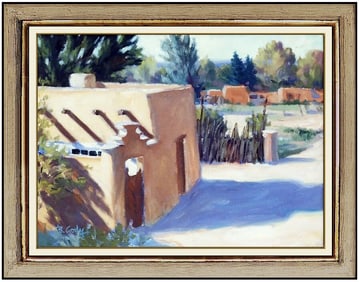 Bruce Cody Signed Oil Western Landscape Painting on Board Framed Art