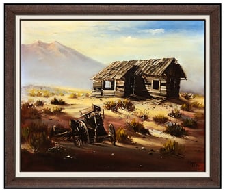 Buck McCain Signed Oil Western Mountain Landscape Painting on Canvas Art