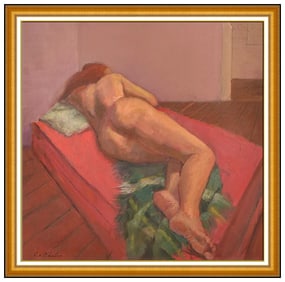 Constantin Chatov Signed Oil Female Portrait Painting on Canvas Framed Art