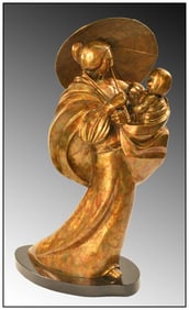 Fritz White Signed Grandmother’s Parasol Bronze Native American Sculpture Art