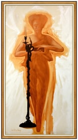 David Richey Johnsen Signed Large Oil Figurative Painting on Canvas Art