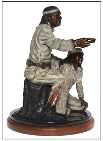 Marie Barbera Signed Brotherhood Unbound Bronze Western Sculpture Art