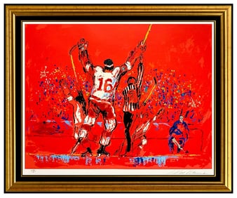 Leroy Neiman Signed Serigraph Hockey Red Goal Sports Painting Art