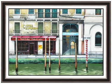 Thomas Pradzynski Signed Large Oil Venice City Painting on Canvas Art