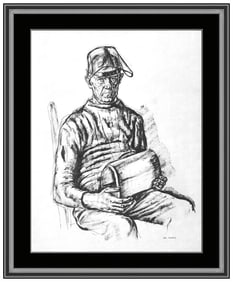 Francis De Erdelyi Signed Male Portrait Drawing Framed Art