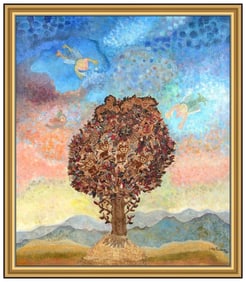 Liber Fridman Signed Large Oil Landscape Painting on Canvas Framed Art