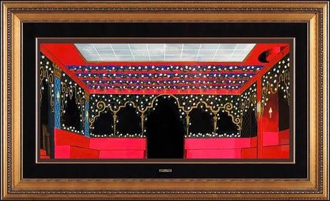 Erte Signed Gouache Set Design Painting Art Deco Romain Tirtoff Art