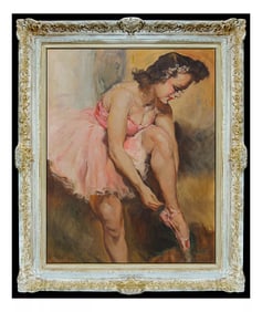 Pal Fried Signed Large Oil Dance Ballerina Painting on Canvas Art