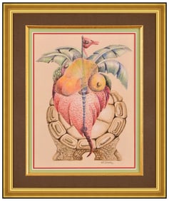 Irene Sierra Carreno Signed Watercolor Surreal Modern Animal Painting Art