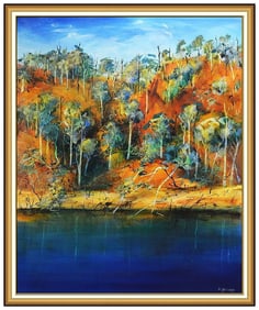 Peter Mcqueeney Signed Large Oil Australia Landscape Painting on Canvas Art