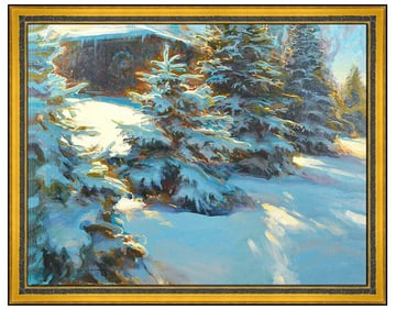 Daniel Gerhartz Signed Large Oil Landscape Painting on Canvas Framed Art