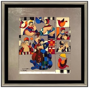 Dorit Levi Signed Oil Music Female Portrait Painting on Board Art