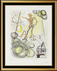 Salvador Dali Signed Color Etching Linotype Da Vinci Rare Framed Art