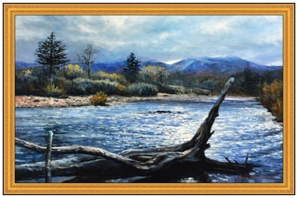 Bruce Braithwaite Signed Large Oil Landscape Painting on Canvas Framed Art