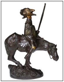 Charles Bragg Signed Don Quixote Full Round Bronze Horse Sculpture Art