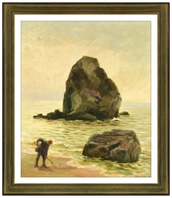 Victor Arnautoff Signed Oil Seascape Painting on Canvas Framed Art