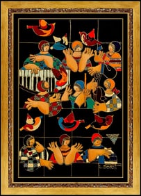 Dorit Levi Signed Oil Female Portrait Music Painting on Board Art